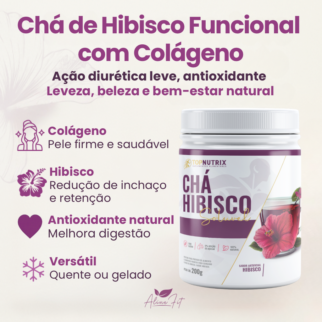 Chá de Hibisco Solúvel com Colágeno – 200g | 40 doses
